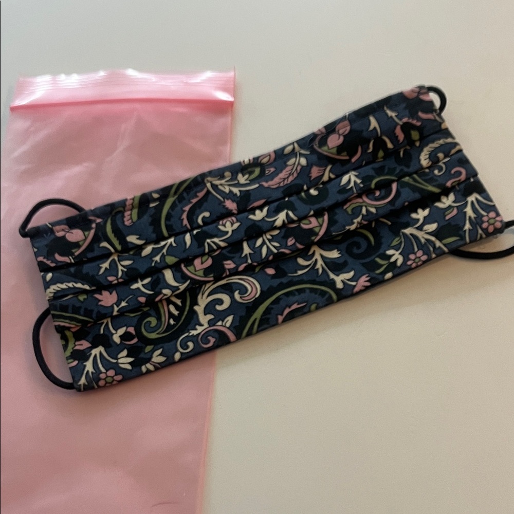 Veronica Beard Navy Face Mask, Blue,pink, green, off white, paisly, floral